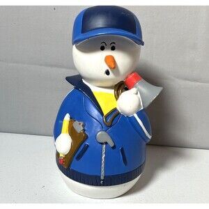 Kirklands Holiday Collection Snowman Coach Whistle 8.5" Resin Figurine Christmas